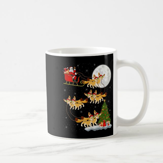 Fennec Fox Santa Sleigh Flying Funny Magical Chris Kaffemugg (Höger)