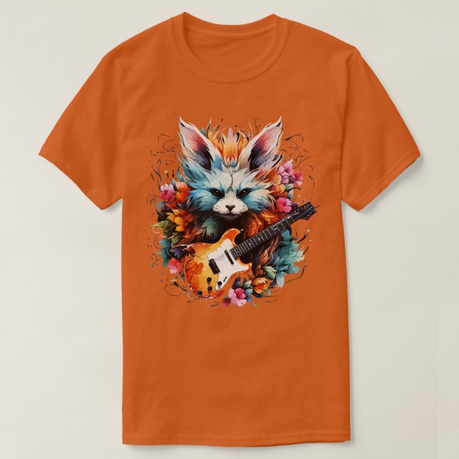 Fennec Fox Spela Guitar T Shirt (Design framsida)