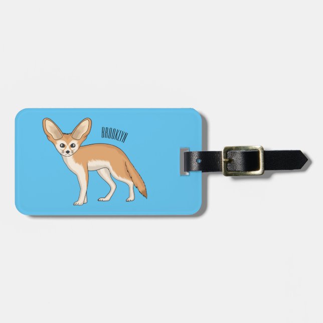 Fennec Fox-tecknad illustration Bagagebricka (Horisontell Framsida)