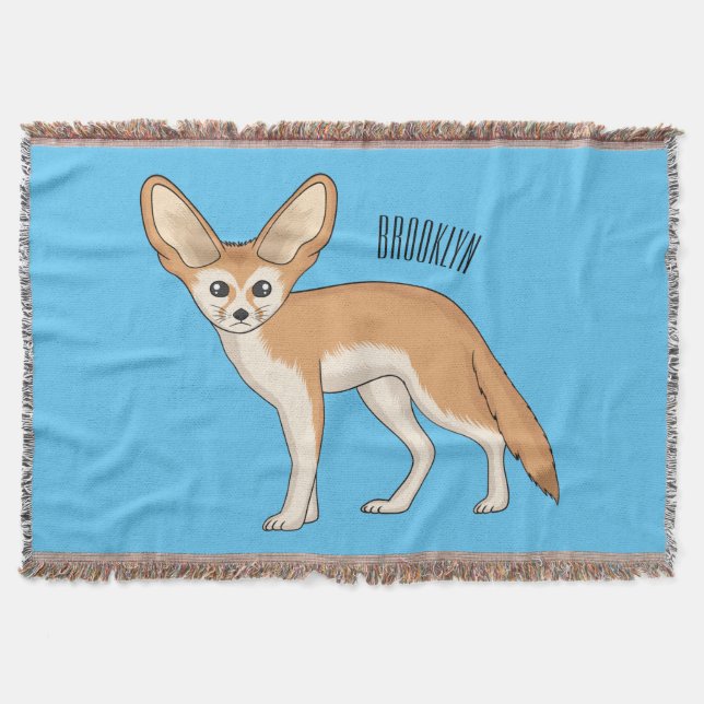 Fennec Fox-tecknad illustration Filt (Framsidan)