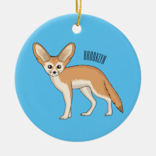 Fennec Fox-tecknad illustration Julgransprydnad Keramik