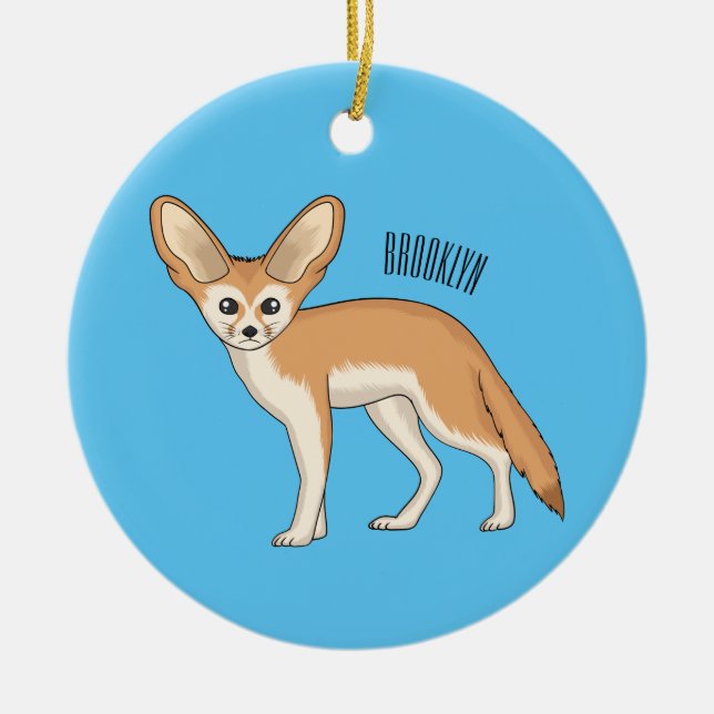 Fennec Fox-tecknad illustration Julgransprydnad Keramik (Framsidan)