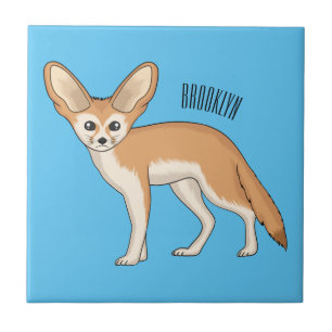 Fennec Fox-tecknad illustration Kakelplatta