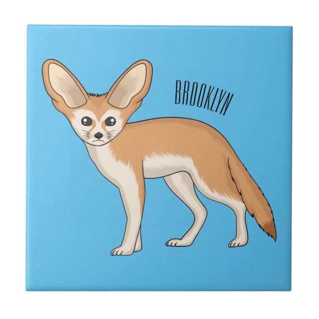 Fennec Fox-tecknad illustration Kakelplatta (Framsidan)