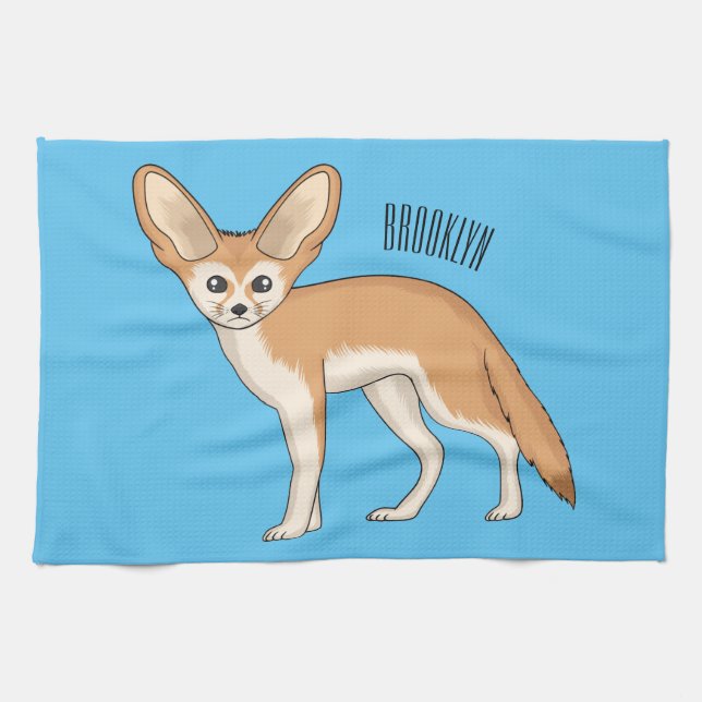 Fennec Fox-tecknad illustration Kökshandduk (Horisontell)