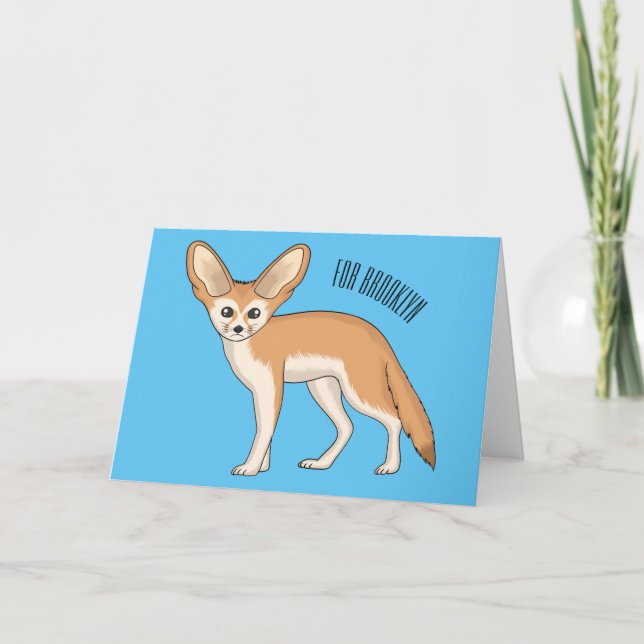 Fennec Fox-tecknad illustration Kort (Framsida)