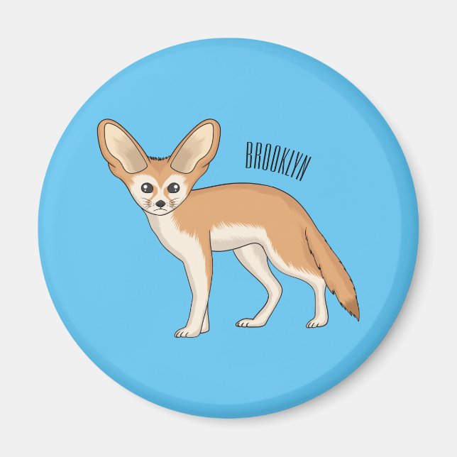 Fennec Fox-tecknad illustration Magnet (Framsidan)