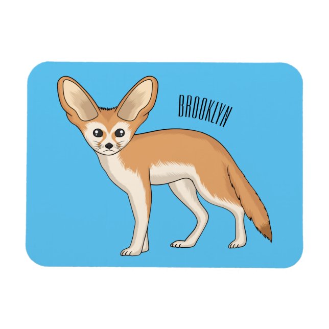 Fennec Fox-tecknad illustration Magnet (Horisontell)