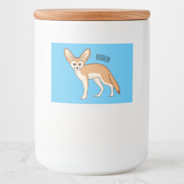 Fennec Fox-tecknad illustration Mat Etiketter (Framsida)