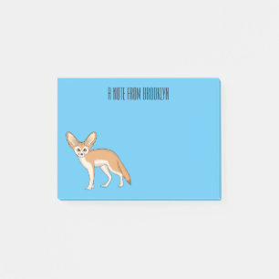 Fennec Fox-tecknad illustration Post-it Block