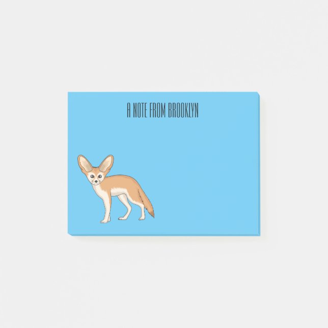Fennec Fox-tecknad illustration Post-it Block (Framsida)