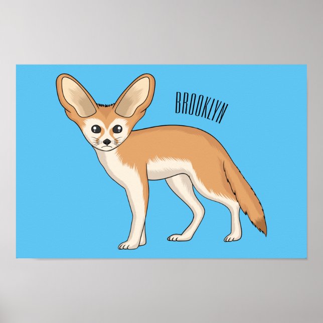 Fennec Fox-tecknad illustration Poster (Framsidan)