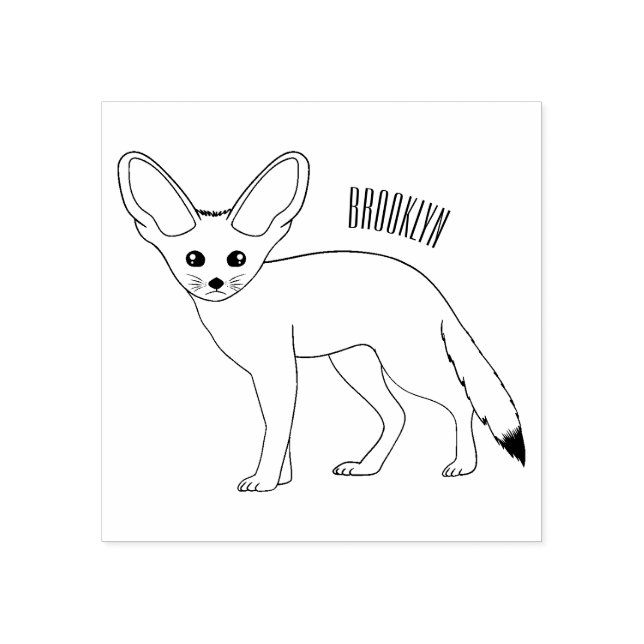 Fennec Fox-tecknad illustration Stämpel (Tryck)