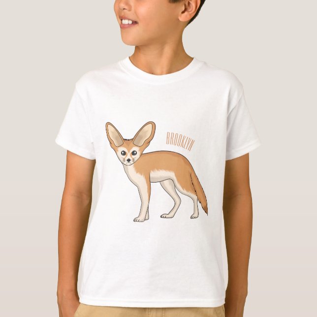 Fennec Fox-tecknad illustration T Shirt (Framsida)