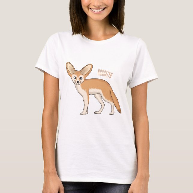 Fennec Fox-tecknad illustration T Shirt (Framsida)