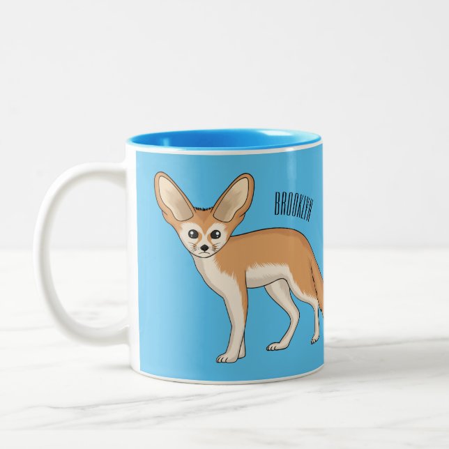 Fennec Fox-tecknad illustration Två-Tonad Mugg (Vänster)