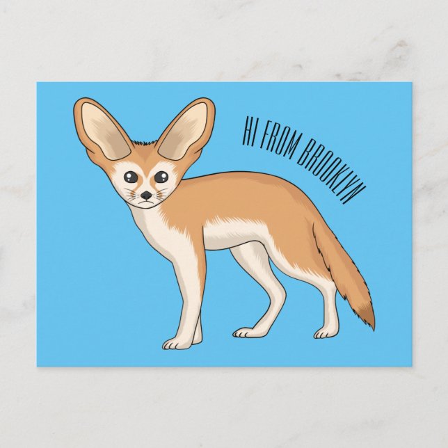 Fennec Fox-tecknad illustration Vykort (Framsida)