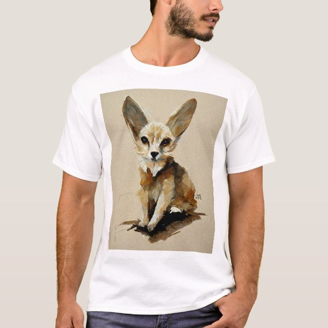 Fennec Fox vattenfärgsfärg T Shirt (Framsida)