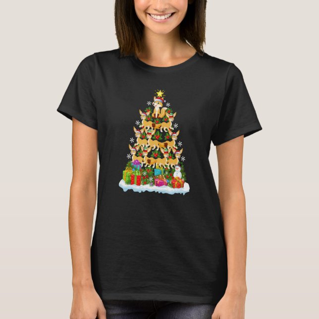 Fennec Fox  Xmas Lights  Fennec Fox Christmas Tree T Shirt (Framsida)