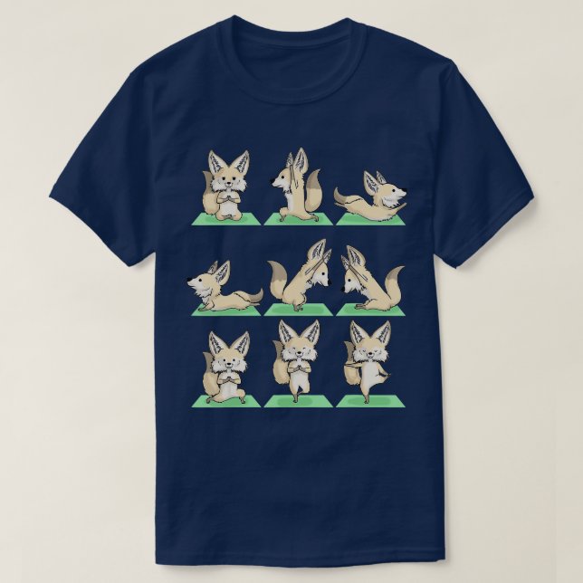 Fennec Fox Yoga Pose Zen Cute Workout Yog T Shirt (Design framsida)
