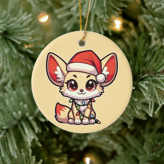 Fennec God jul Winter Animals Cute Fennecs Julgransprydnad Keramik (Träd)