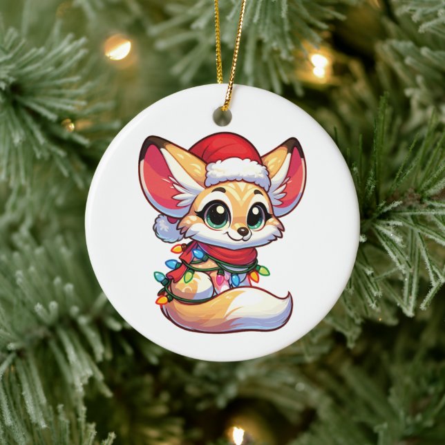 Fennec God jul Winter Animals Cute Fennecs Julgransprydnad Keramik (Träd)