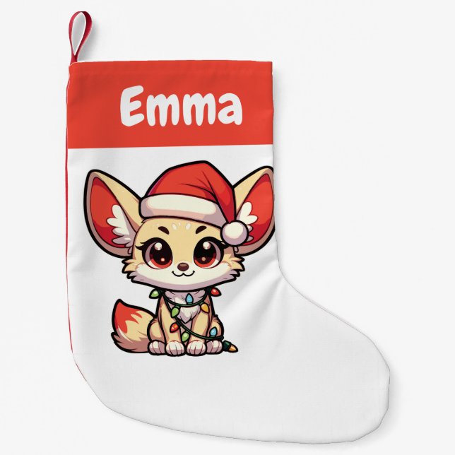 Fennec God jul Winter Animals Cute Fennecs Liten Julstrumpa (Framsidan)