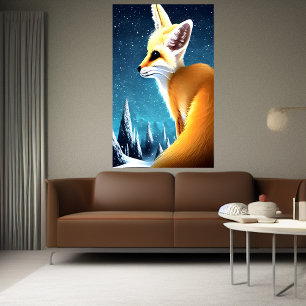 Fennec-räv i snöberget   AI Art Poster