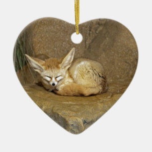 fennecräv julgransprydnad keramik