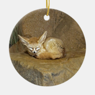 fennecräv julgransprydnad keramik