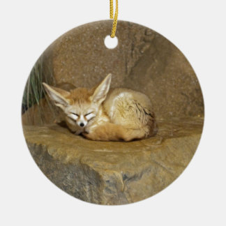fennecräv julgransprydnad keramik