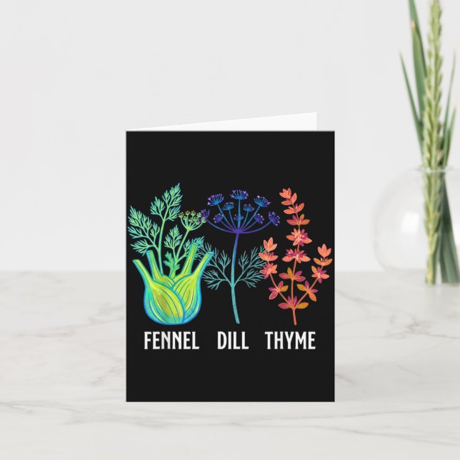 Fennel Dill Timjan Botanisk Ört Mamma Matlagning Kort (Framsida)