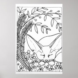 Fennfox 16-tums x24-tumsfärgning poster