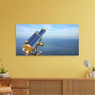 Fenomenal observationsteleskop med havsvy canvastryck