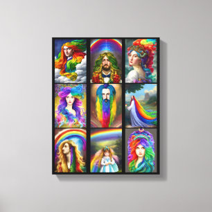 Fenomenet Bevacker Rainbow Hair People porträtt Canvastryck