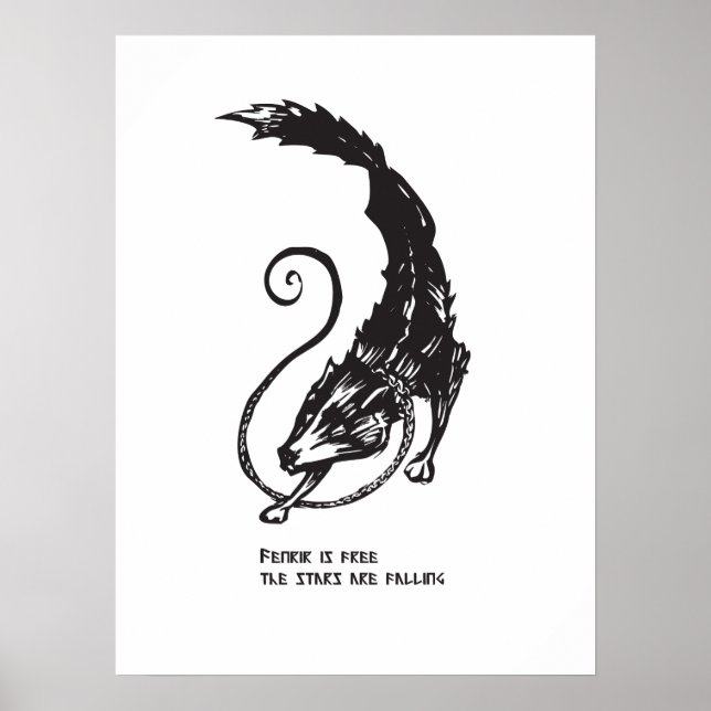 Fenrir Fenris är fri hund viking nordisk mytologi Poster (Framsidan)