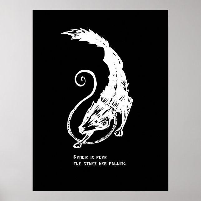 Fenrir Fenris är fri hund viking nordisk mytologi Poster (Framsidan)