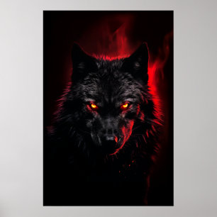 Fenrir - Svart Varg med Red Ögon Poster