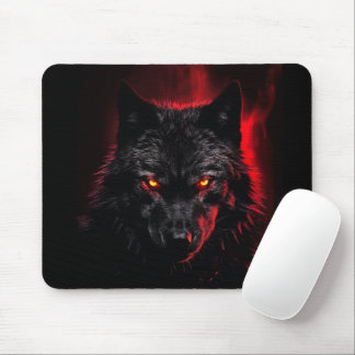 Fenrir - Svart varg med röda ögon Musmatta