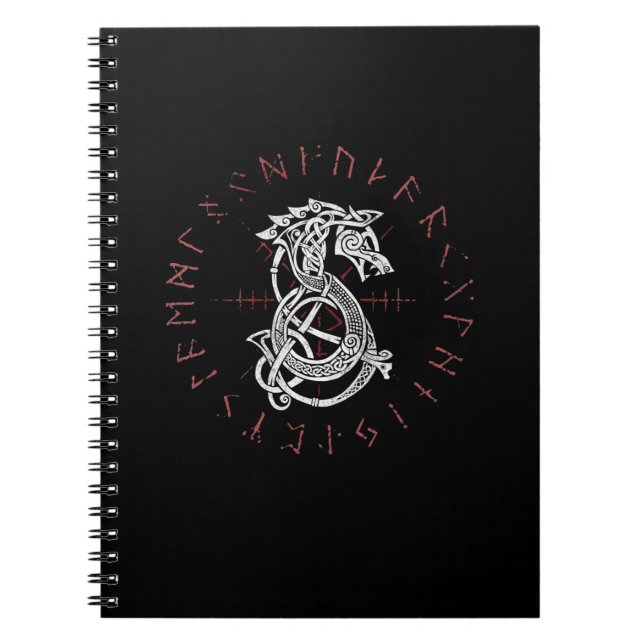Fenrir Varg av Odin Celtic Norse kör Distress Anteckningsbok (Framsidan)