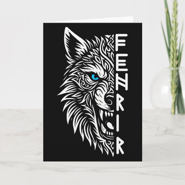 Fenrir Viking Varg Av Odin Norse Viking Keltisk Fe Kort (Framsida)