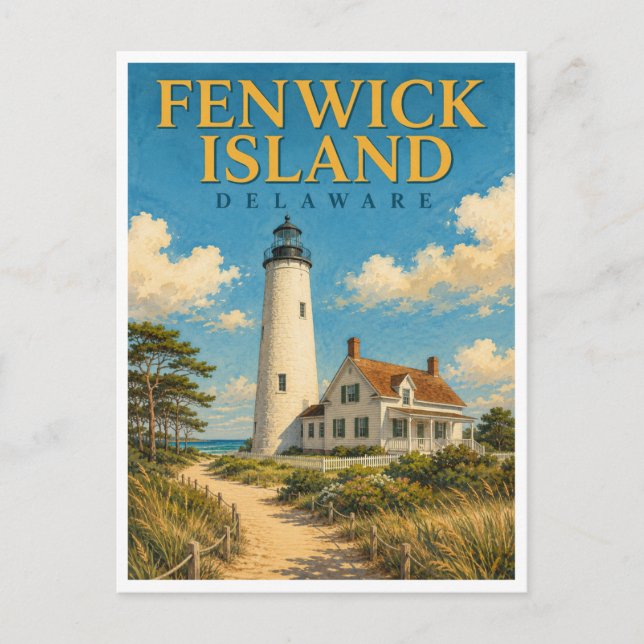 Fenwick Island Delaware Lighthouse GeoSaga Vykort (Framsida)
