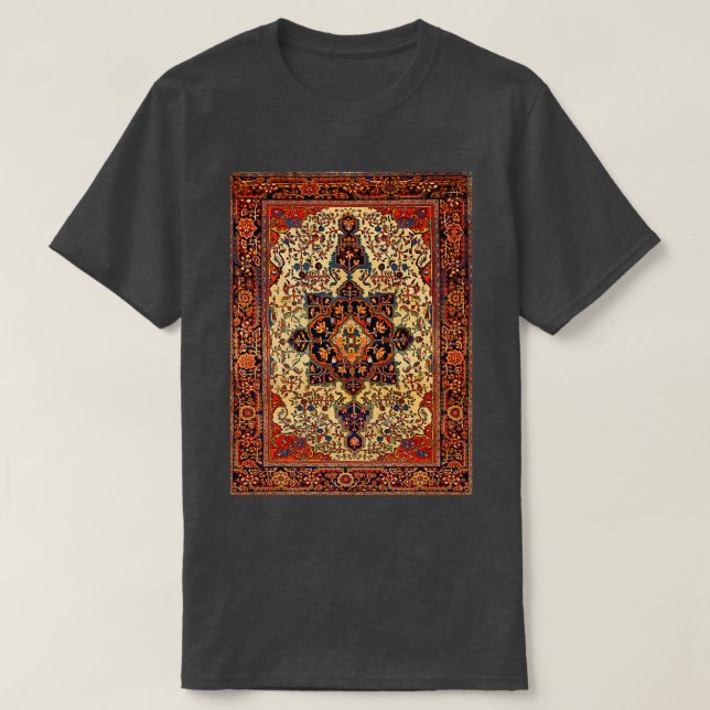 Ferahan Sarouk Antique Persian Carpet Print T Shirt (Design framsida)