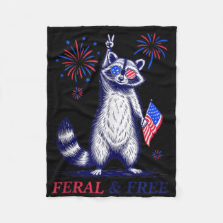 Feral& gratis, underlig Patriotic Racoon Feral Fleecefilt