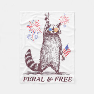Feral& gratis, underlig Patriotic Racoon Feral Fleecefilt