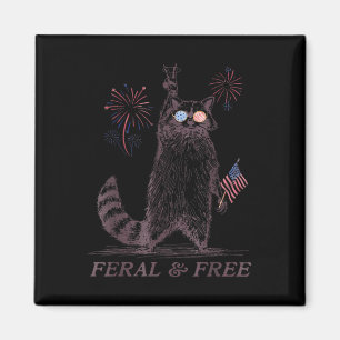 Feral&amp; gratis, underlig Patriotic Racoon Feral Magnet