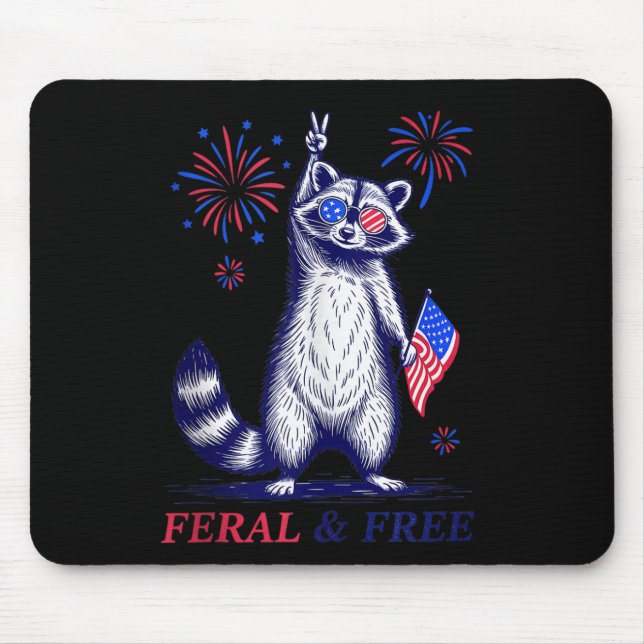 Feral&amp; gratis, underlig Patriotic Racoon Feral Musmatta (Framsidan)