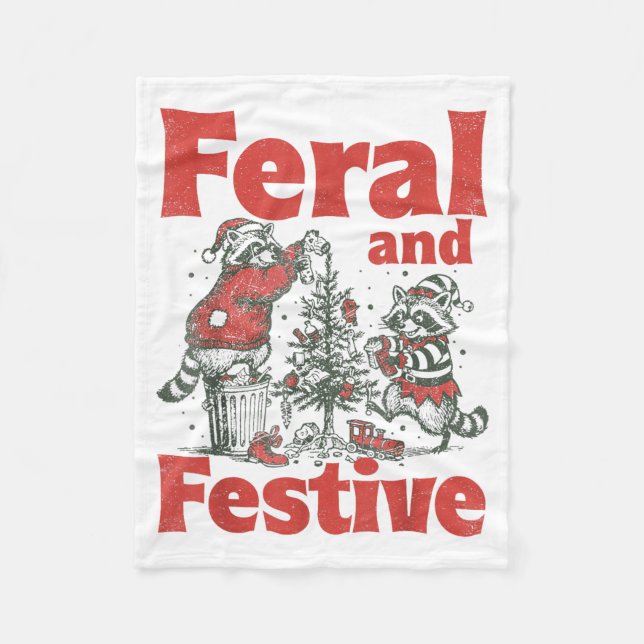 Feral And Festive Raccoon Santa Christmas Holiday  Fleecefilt (Framsidan)