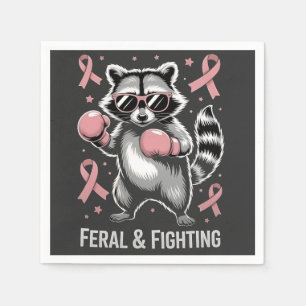 Feral and Fighting Raccoon Breast Cancer Awareness Pappersservett