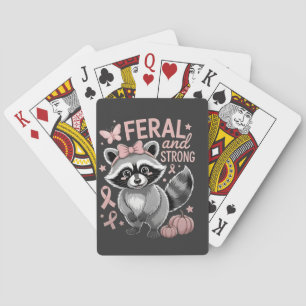 Feral and Strong Breast Cancer Awareness Raccoon Casinokort